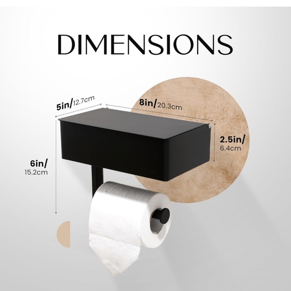 Brand New! Matte Black Toilet Paper Holder Shelf With Wipe Holder for Bathroom - Picture 8 of 8